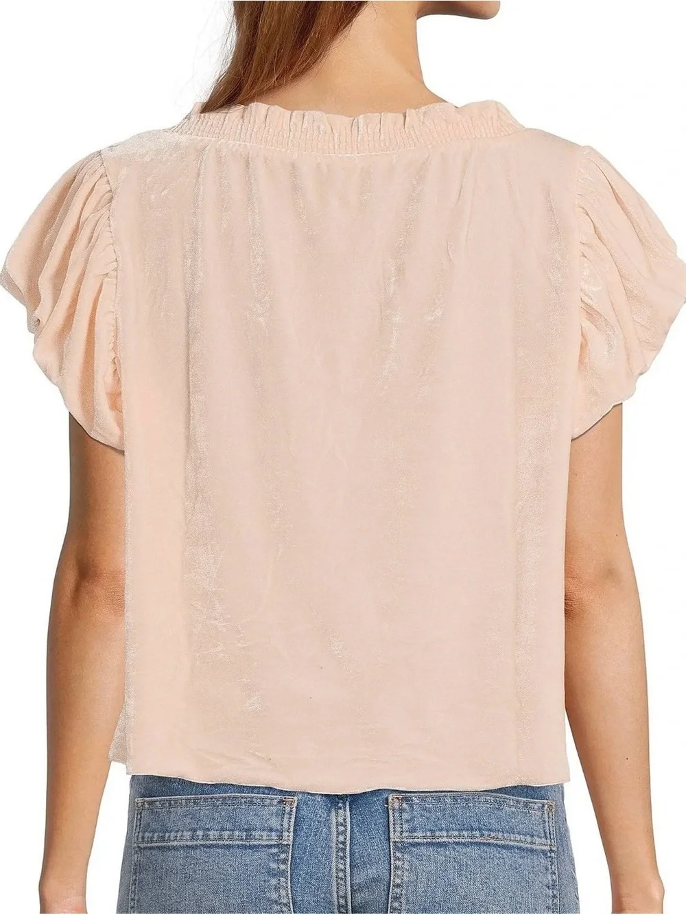 Free People Women’s Pink Terese Velvet Velour Top Size L